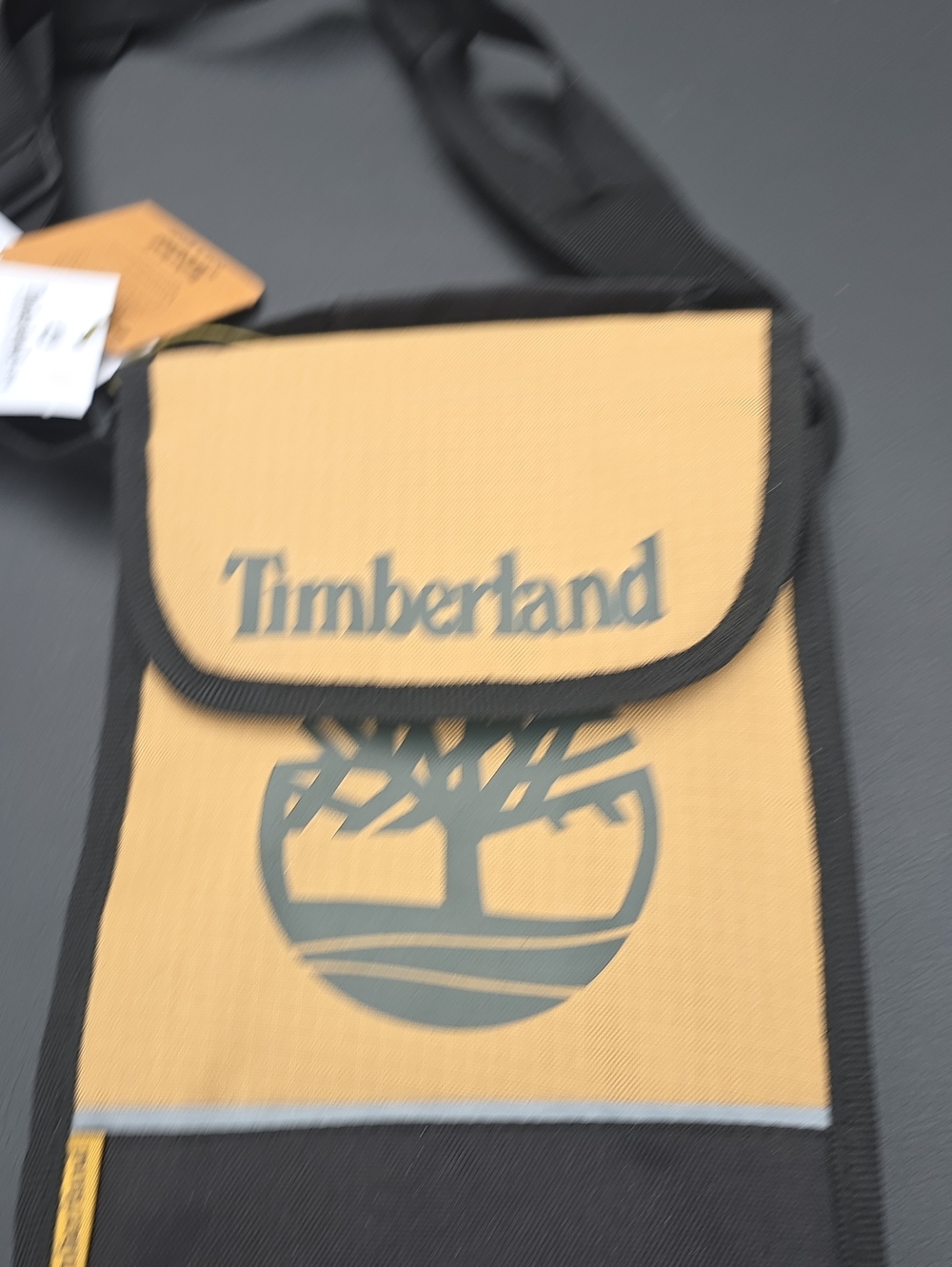 Timberland Tan and Black Vertical Crossbody Pouch